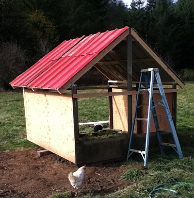 simple 8x8' portable chicken coop under construction